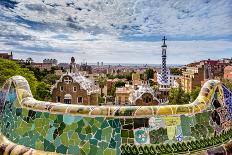 View from Parc Guell Towards City, Barcelona, Catalonia, Spain-Sabine Lubenow-Photographic Print