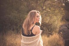 Young Woman Outdoors Wearing a Shawl-Sabine Rosch-Mounted Photographic Print