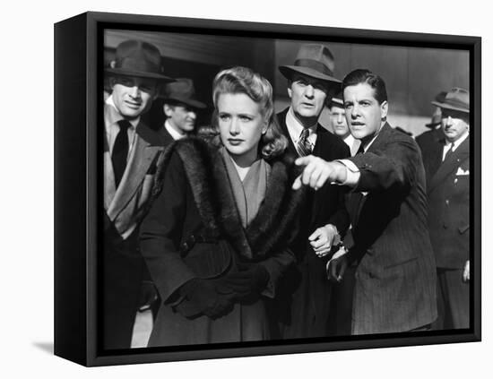 SABOTEUR, 1942 directed by ALFRED HITCHCOCK Priscilla Lane / Robert Cummings (b/w photo)-null-Framed Stretched Canvas