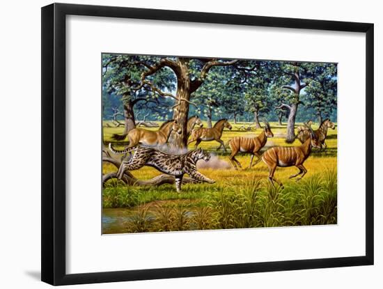 Sabre-toothed Cat Chasing Prey-Mauricio Anton-Framed Photographic Print