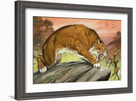 Sabre-Toothed Tiger Out Hunting-Angus Mcbride-Framed Giclee Print