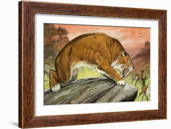 Sabre-Toothed Tiger Out Hunting-Angus Mcbride-Framed Giclee Print