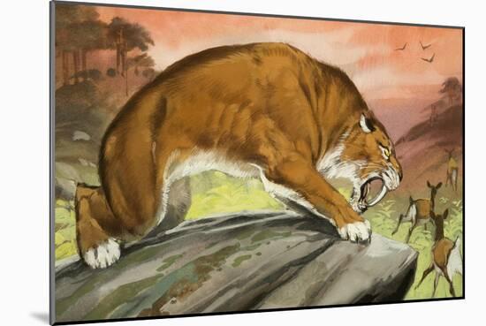 Sabre-Toothed Tiger Out Hunting-Angus Mcbride-Mounted Giclee Print