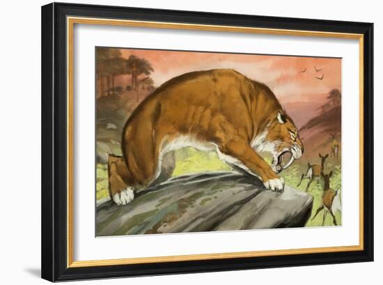 Sabre-Toothed Tiger Out Hunting-Angus Mcbride-Framed Giclee Print