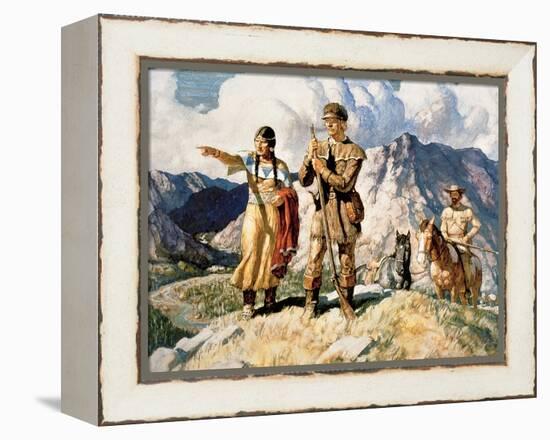 Sacagawea with Lewis and Clark During Their Expedition of 1804-06-Newell Convers Wyeth-Framed Premier Image Canvas