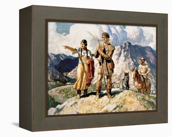 Sacagawea with Lewis and Clark During Their Expedition of 1804-06-Newell Convers Wyeth-Framed Premier Image Canvas