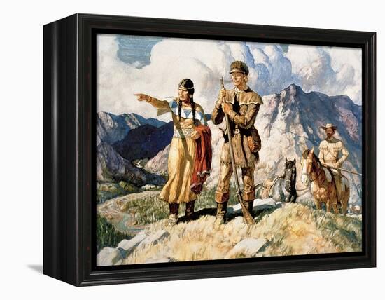 Sacagawea with Lewis and Clark During Their Expedition of 1804-06-Newell Convers Wyeth-Framed Premier Image Canvas