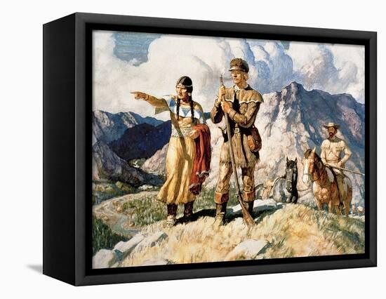 Sacagawea with Lewis and Clark During Their Expedition of 1804-06-Newell Convers Wyeth-Framed Premier Image Canvas