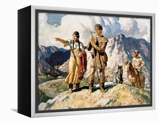 Sacagawea with Lewis and Clark During Their Expedition of 1804-06-Newell Convers Wyeth-Framed Premier Image Canvas