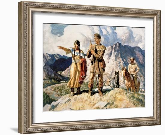 Sacagawea with Lewis and Clark During Their Expedition of 1804-06-Newell Convers Wyeth-Framed Giclee Print