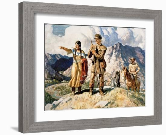 Sacagawea with Lewis and Clark During Their Expedition of 1804-06-Newell Convers Wyeth-Framed Giclee Print