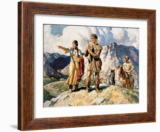 Sacagawea with Lewis and Clark During Their Expedition of 1804-06-Newell Convers Wyeth-Framed Giclee Print