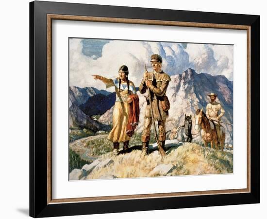 Sacagawea with Lewis and Clark During Their Expedition of 1804-06-Newell Convers Wyeth-Framed Giclee Print