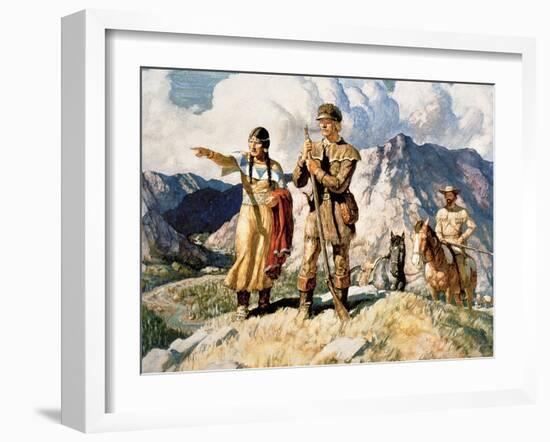 Sacagawea with Lewis and Clark During Their Expedition of 1804-06-Newell Convers Wyeth-Framed Giclee Print