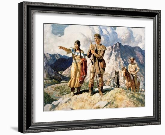 Sacagawea with Lewis and Clark During Their Expedition of 1804-06-Newell Convers Wyeth-Framed Giclee Print