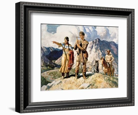 Sacagawea with Lewis and Clark During Their Expedition of 1804-06-Newell Convers Wyeth-Framed Giclee Print