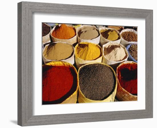 Sacks of Spices, Ouarzazate Market, Morocco, North Africa-Bruno Morandi-Framed Photographic Print