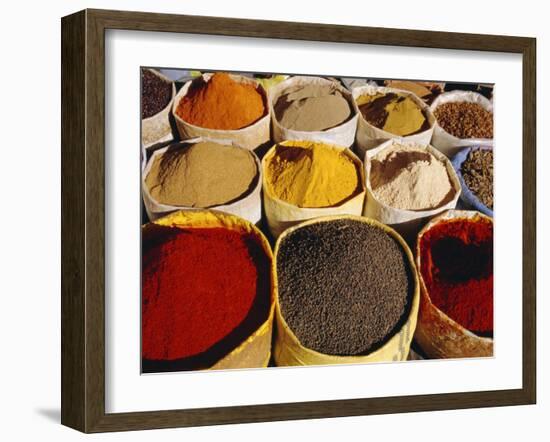 Sacks of Spices, Ouarzazate Market, Morocco, North Africa-Bruno Morandi-Framed Photographic Print