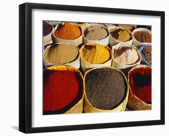 Sacks of Spices, Ouarzazate Market, Morocco, North Africa-Bruno Morandi-Framed Photographic Print