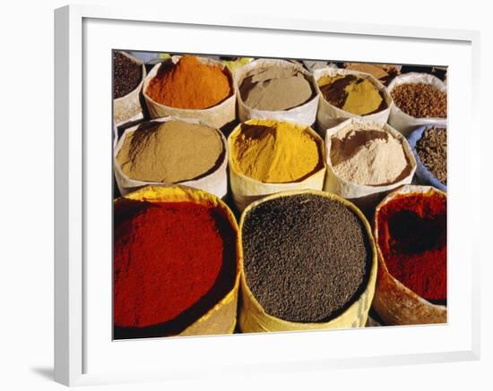 Sacks of Spices, Ouarzazate Market, Morocco, North Africa-Bruno Morandi-Framed Photographic Print