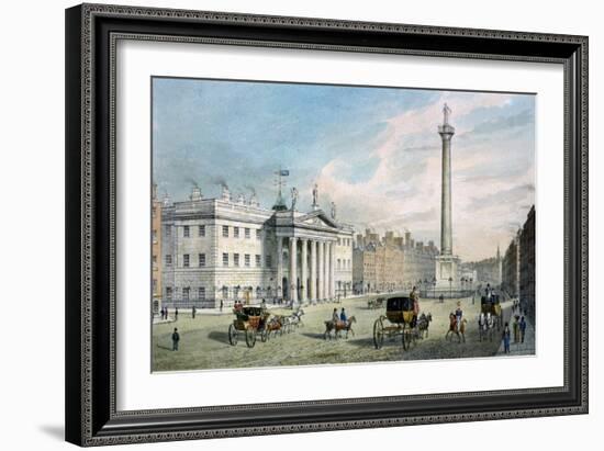 Sackville Street, Dublin, Showing the Post Office and Nelson's Column-Samuel Frederick Brocas-Framed Giclee Print