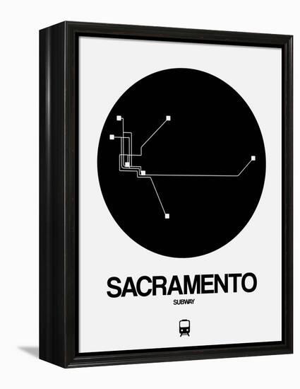 Sacramento Black Subway Map-NaxArt-Framed Stretched Canvas