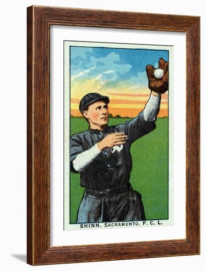 Sacramento, CA, Sacramento Pacific Coast League, Shinn, Baseball Card-Lantern Press-Framed Art Print