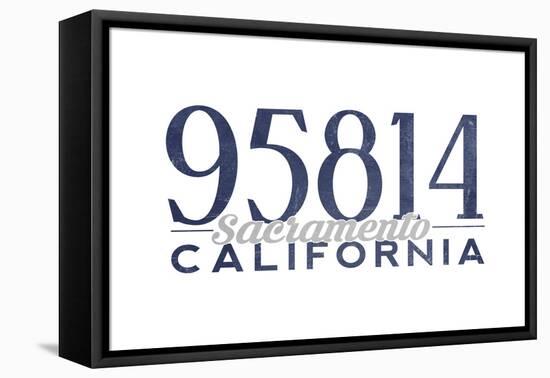 Sacramento, California - 95814 Zip Code (Blue)-Lantern Press-Framed Stretched Canvas