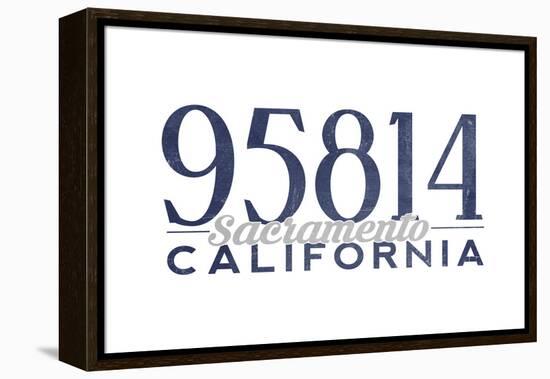 Sacramento, California - 95814 Zip Code (Blue)-Lantern Press-Framed Stretched Canvas