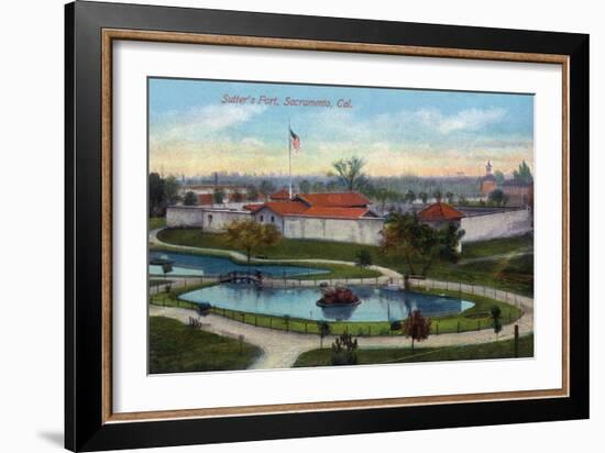 Sacramento, California - Panoramic View of Sutter's Fort-Lantern Press-Framed Art Print