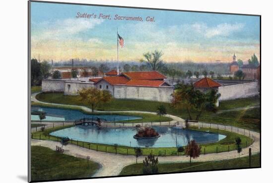 Sacramento, California - Panoramic View of Sutter's Fort-Lantern Press-Mounted Art Print