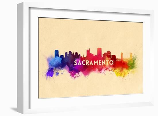 Sacramento, California - Skyline Abstract-Lantern Press-Framed Art Print