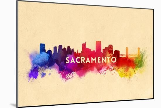 Sacramento, California - Skyline Abstract-Lantern Press-Mounted Art Print