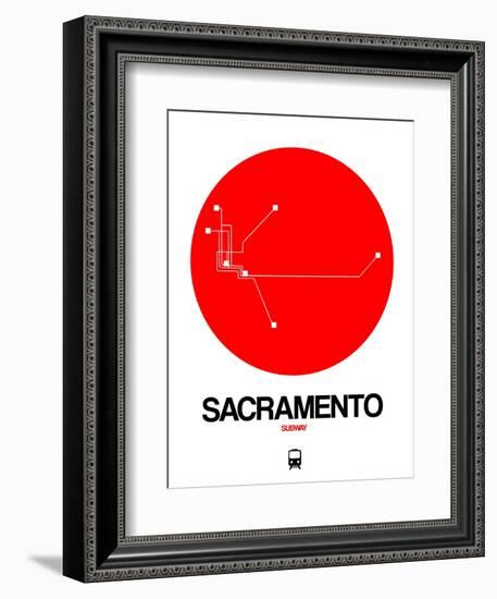 Sacramento Red Subway Map-NaxArt-Framed Art Print