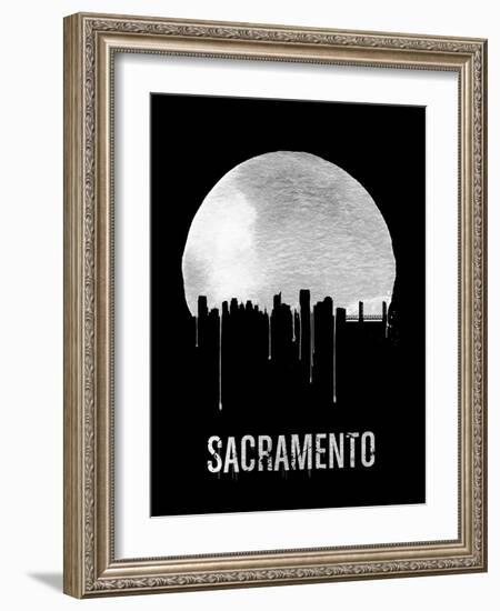 Sacramento Skyline Black-null-Framed Art Print