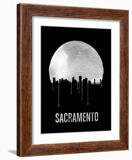 Sacramento Skyline Black-null-Framed Art Print