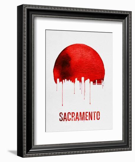 Sacramento Skyline Red-null-Framed Art Print