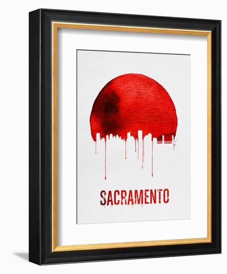 Sacramento Skyline Red-null-Framed Art Print