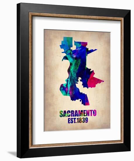 Sacramento Watercolor Map-NaxArt-Framed Art Print