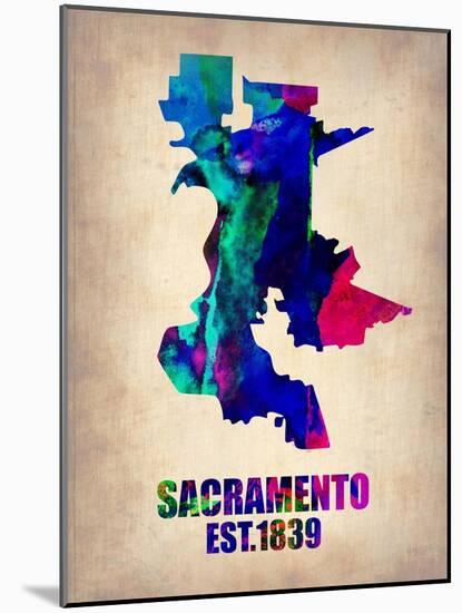 Sacramento Watercolor Map-NaxArt-Mounted Art Print