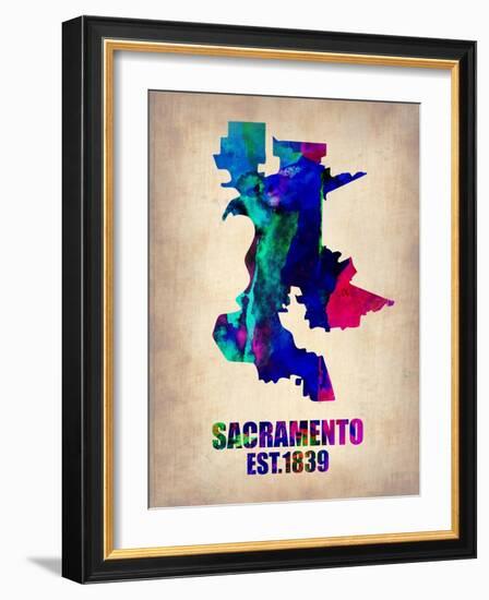 Sacramento Watercolor Map-NaxArt-Framed Art Print