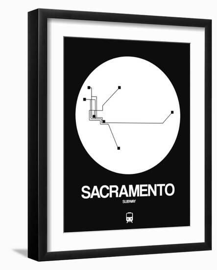 Sacramento White Subway Map-NaxArt-Framed Art Print