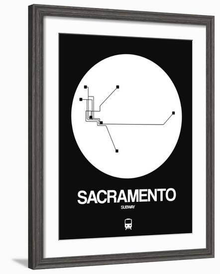 Sacramento White Subway Map-NaxArt-Framed Art Print