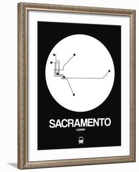 Sacramento White Subway Map-NaxArt-Framed Art Print