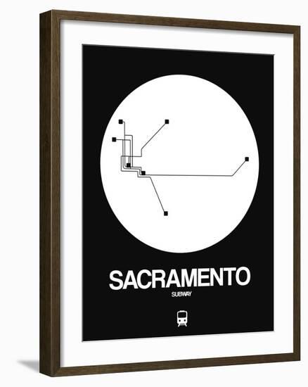 Sacramento White Subway Map-NaxArt-Framed Art Print