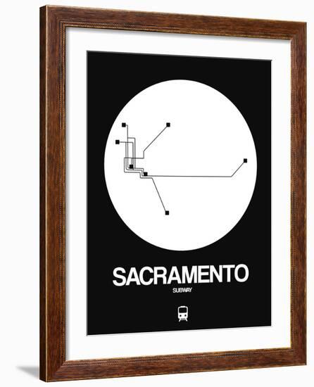 Sacramento White Subway Map-NaxArt-Framed Art Print