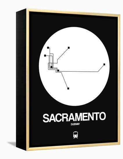 Sacramento White Subway Map-NaxArt-Framed Stretched Canvas