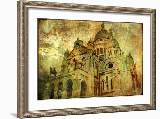 Sacre Coeur - Artwork In Painting Style-Maugli-l-Framed Art Print