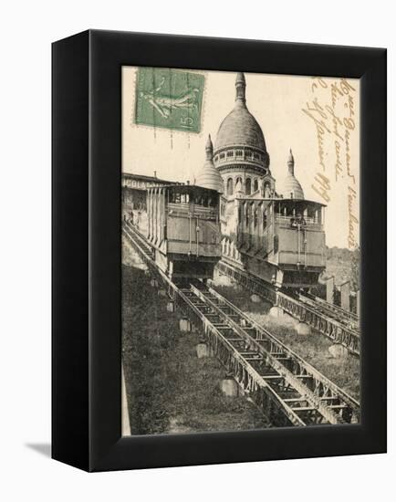 Sacre Coeur, Montmartre, with the Funiculaire-null-Framed Premier Image Canvas