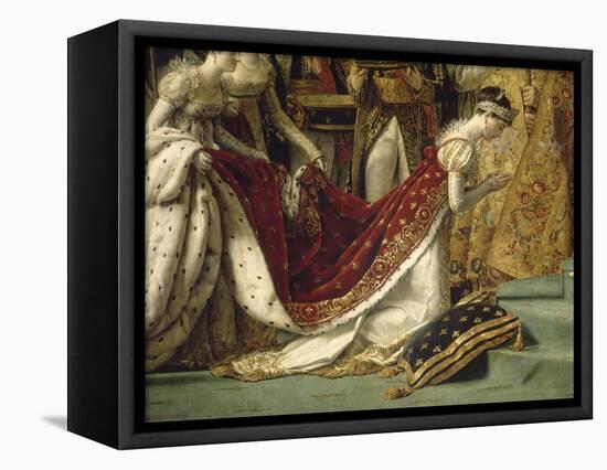 Sacre de l'empereur Napoléon et couronnement de l'impératrice Joséphine-Jacques-Louis David-Framed Premier Image Canvas